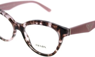 Prada TRIANGLE PR11RV Eyeglass Frames ROJ1O1-52 – Pink Havana PR11RV-ROJ1O1-52