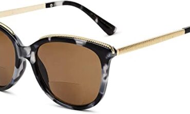 Sofia Vergara x Foster Grant Women’s Margarita Segmented SunReaders Cat-Eye Reading Glasses, Tortoise, 55 mm + 2