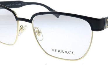 Versace VE 1264 1436_5 Matte Black Gold Metal Oval Eyeglasses 54mm