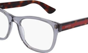 Gucci 0004O 004 Transparent Light Grey Plastic Square Eyeglasses 53mm