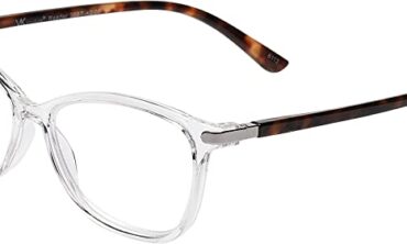 SAV Eyewear Women’s VKC Metal Accent Fashion Readers Cat-Eye Reading Glasses, Clear, 137mm + 2