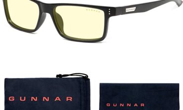 GUNNAR – Blue Light Reading Glasses – Blocks 65% Blue Light – Vertex, Onyx, Amber Tint, Pwr +1.5